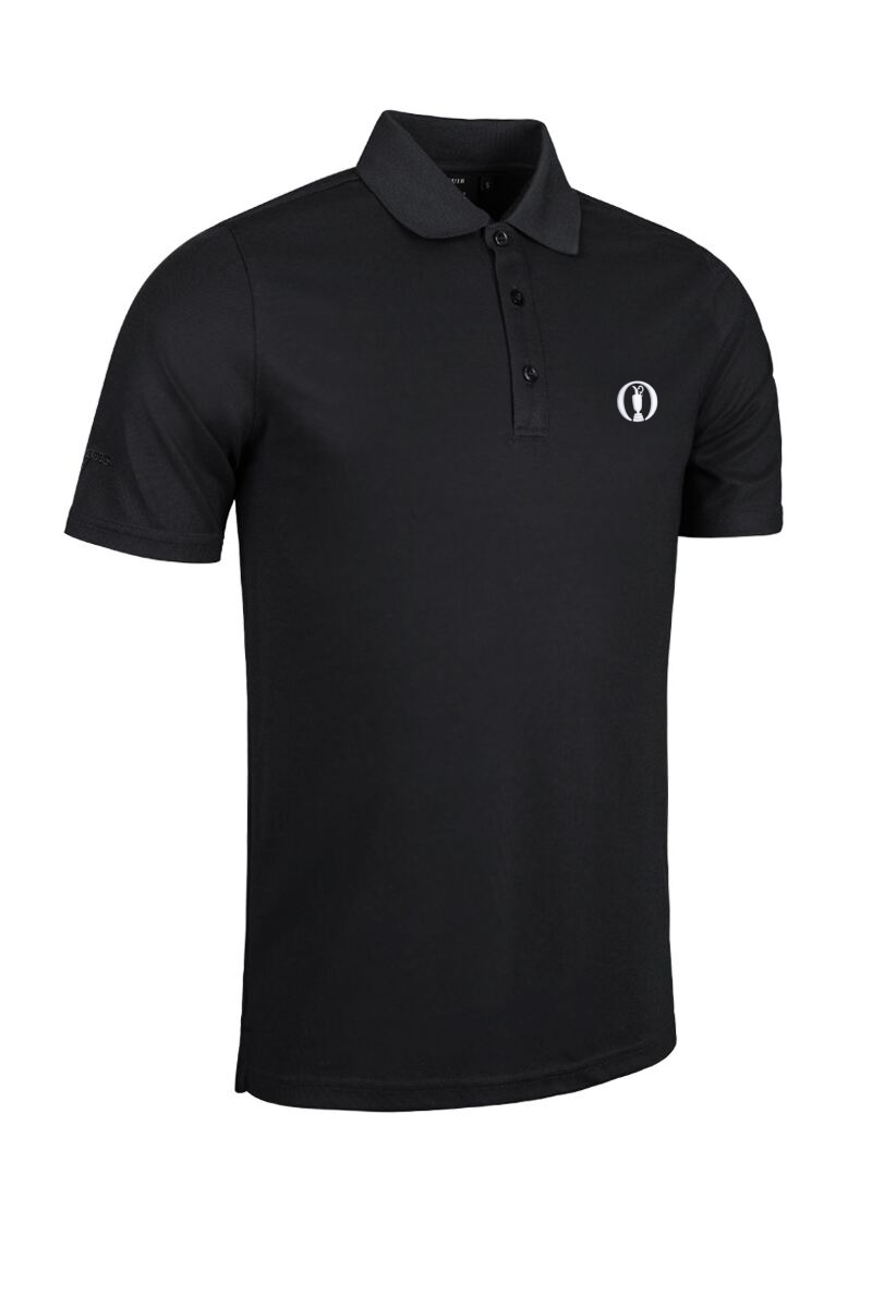 The Open Mens Performance Pique Golf Polo Shirt Black XXS