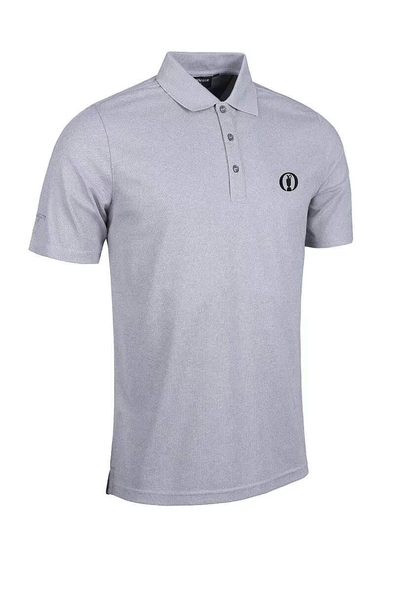 Official Ryder Cup 2027 Mens Performance Pique Golf Polo Shirt Light Grey Marl XL
