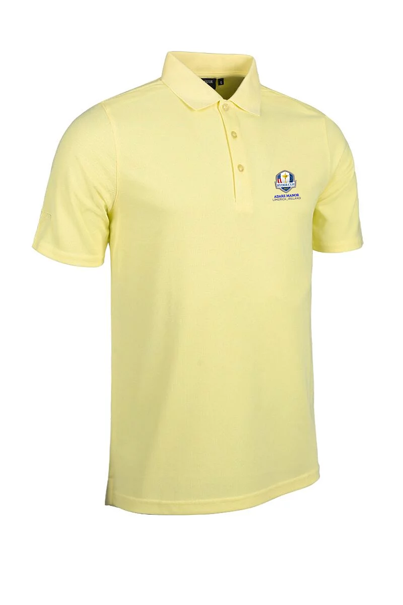 Official Ryder Cup 2027 Mens Performance Pique Golf Polo Shirt Light Yellow M