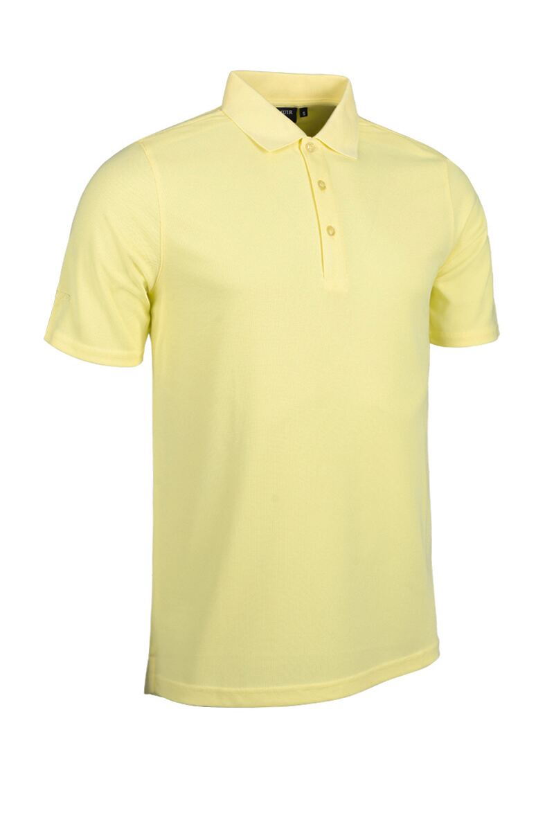 Mens Performance Pique Golf Polo Shirt Light Yellow XXL