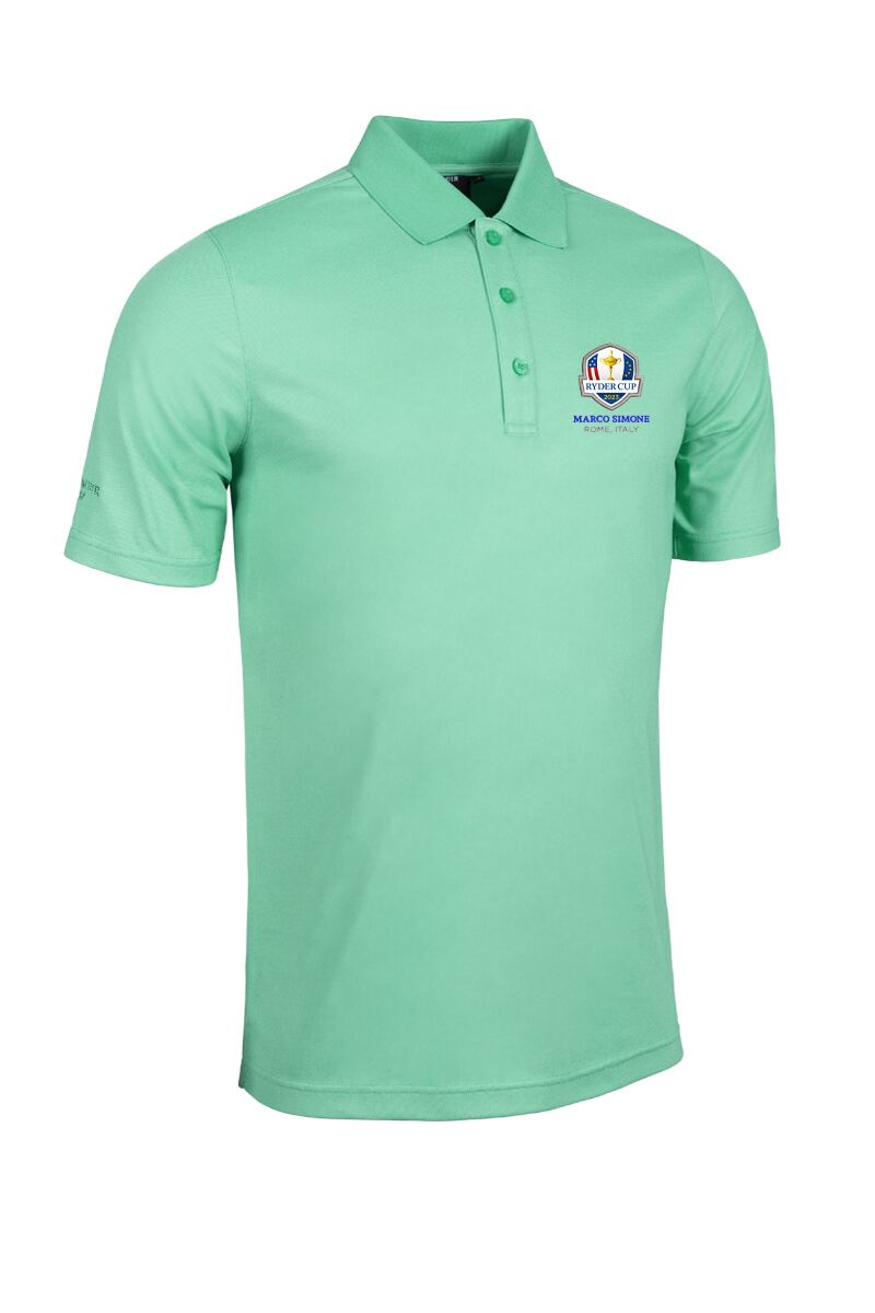 Official Ryder Cup 2025 Mens Performance Pique Golf Polo Shirt Marine Green S