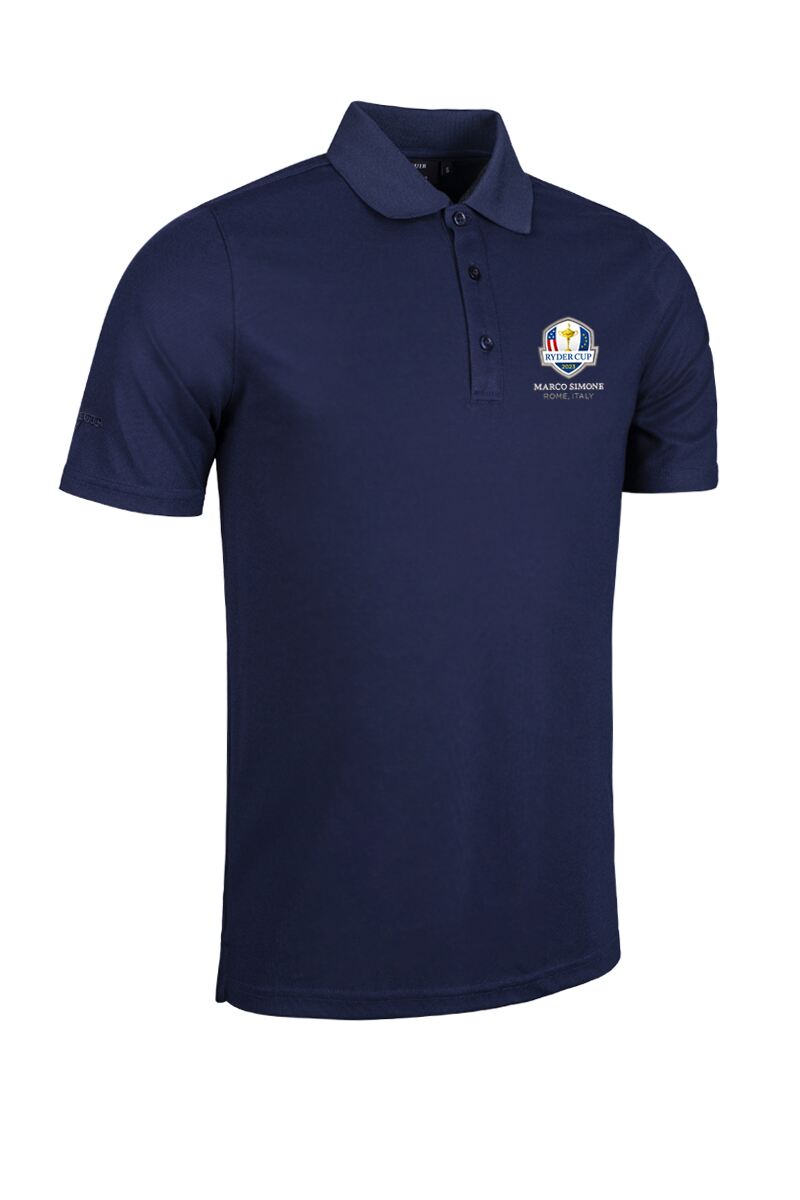 Official Ryder Cup 2025 Mens Performance Pique Golf Polo Shirt Navy XXS