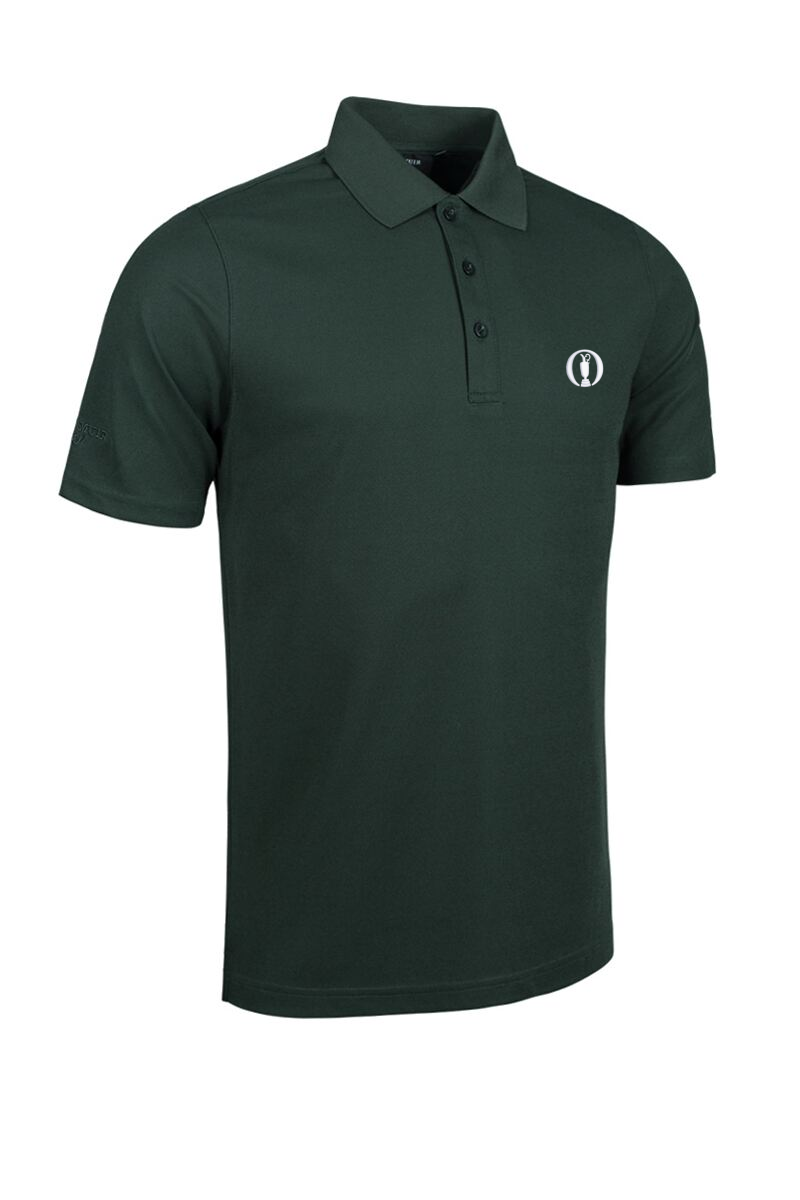 The Open Mens Performance Pique Golf Polo Shirt Tartan Green S