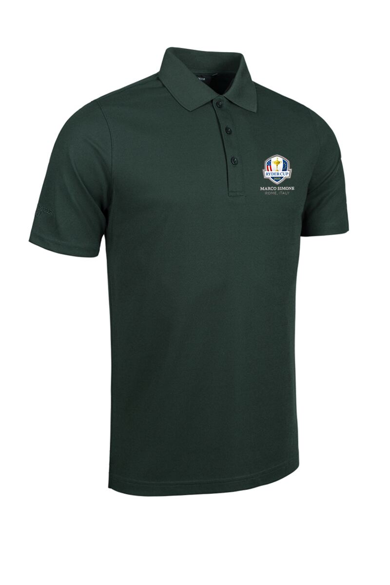 Official Ryder Cup 2025 Mens Performance Pique Golf Polo Shirt Tartan Green S