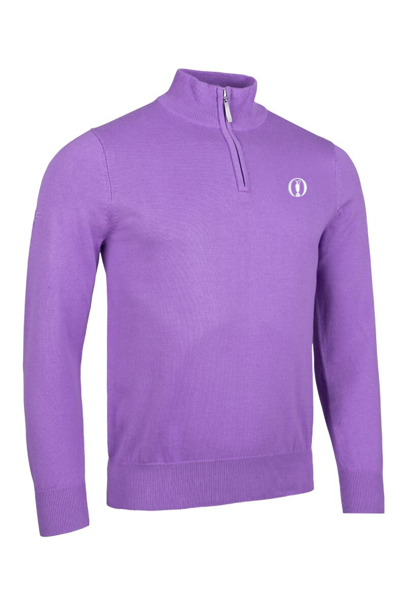 The Open Mens Quarter Zip Lightweight Cotton Golf Sweater Amethyst M