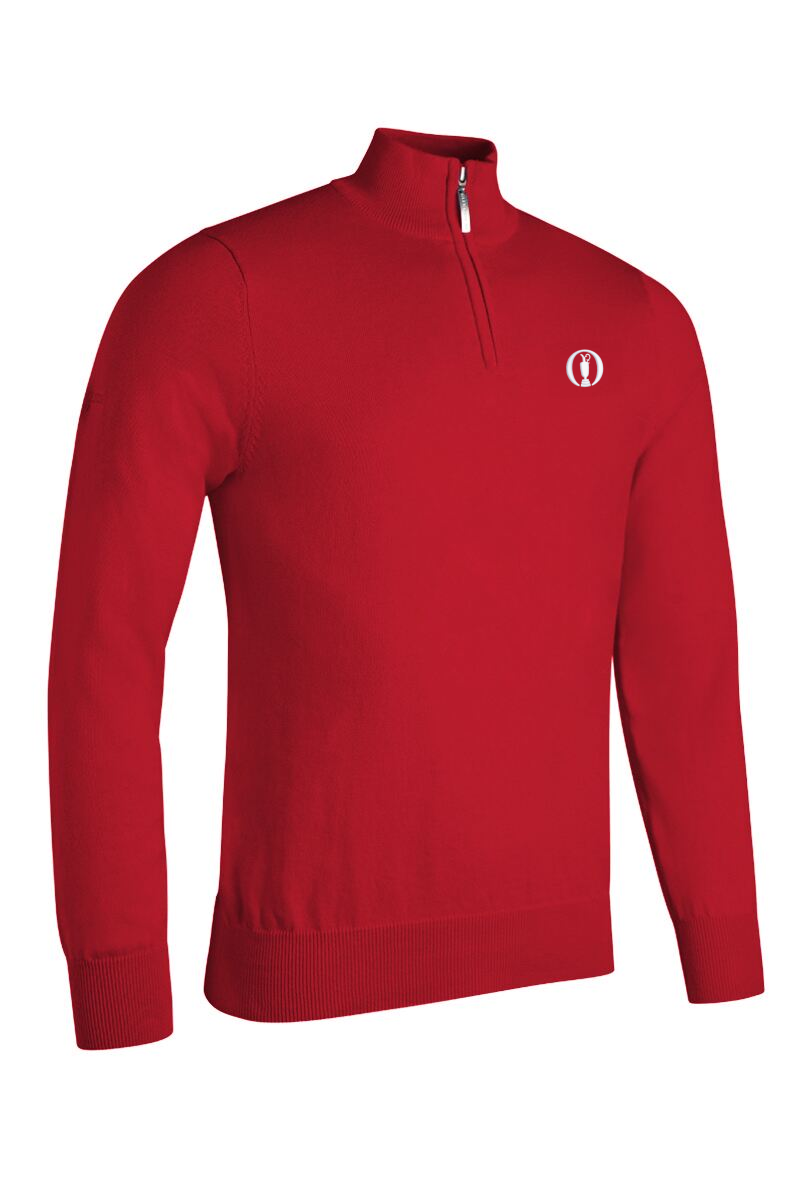The Open Mens Quarter Zip Lightweight Cotton Golf Sweater Garnet XL