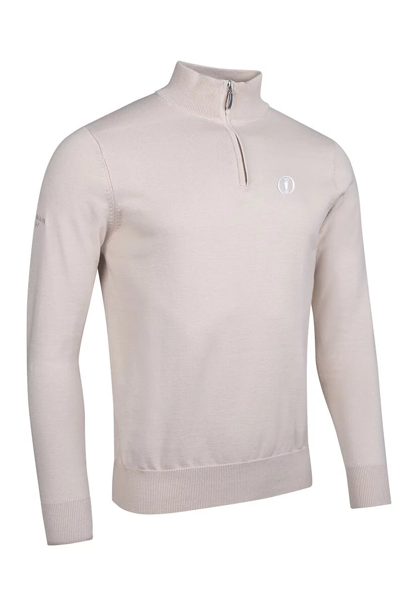 Official Ryder Cup 2027 Mens Quarter Zip Lightweight Cotton Golf Sweater Linen L