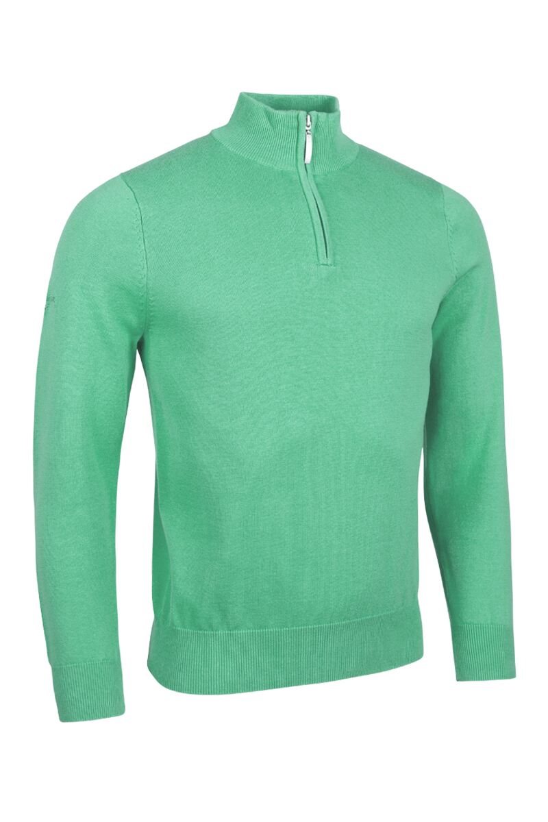 Mens Quarter Zip Lightweight Cotton Golf Sweater Marine Green XXL