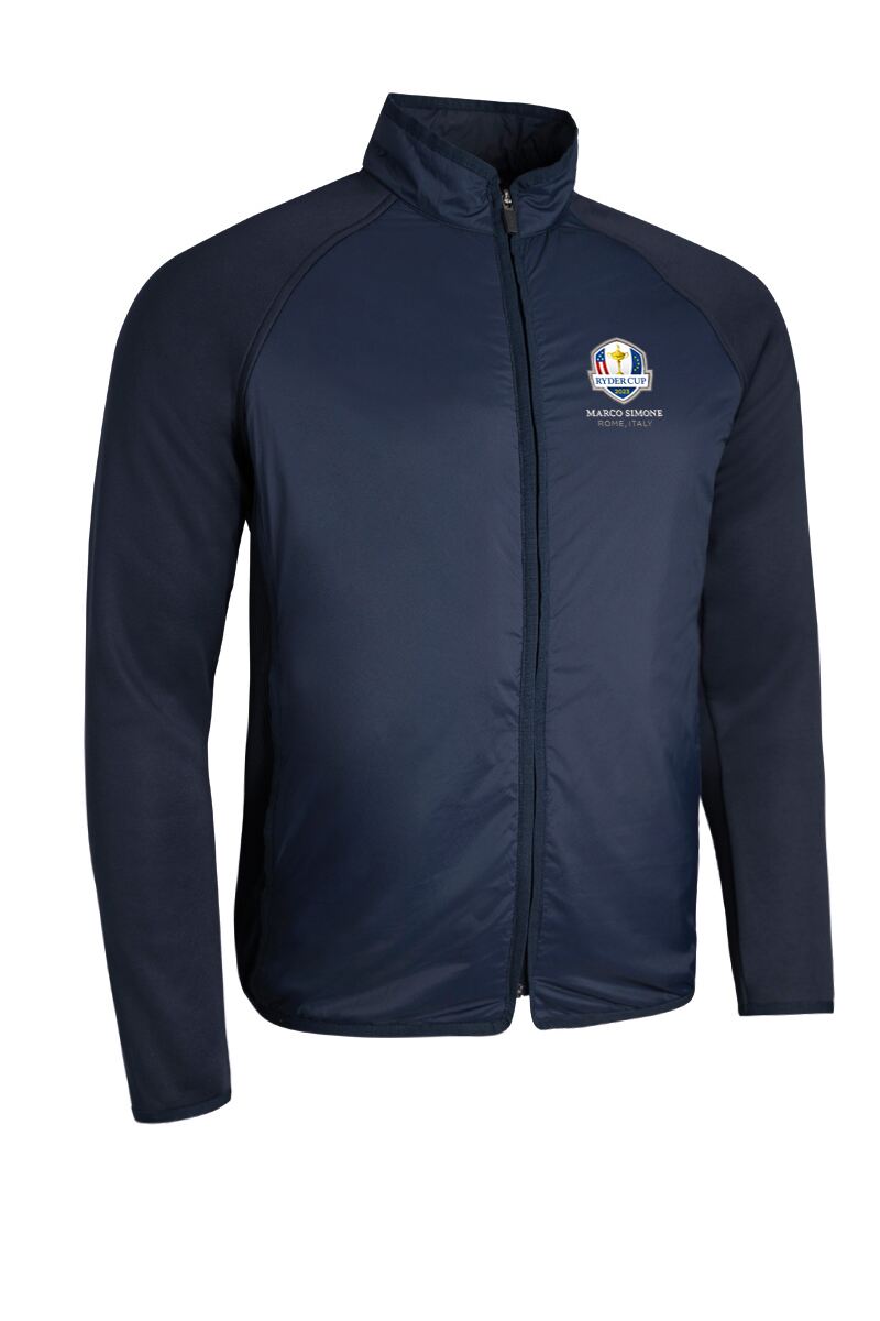 Official Ryder Cup 2025 Mens Zip Front Rib Padded Hybrid Golf Jacket Navy S