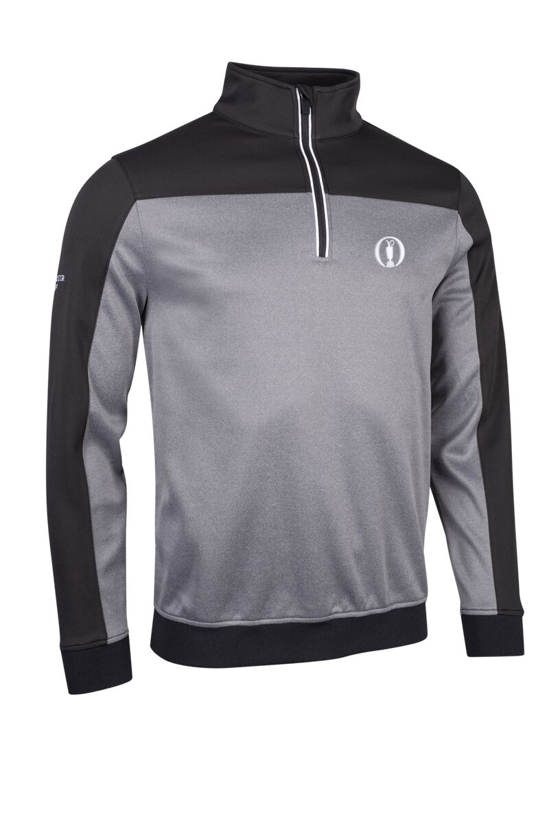 The Open Mens Quarter Zip Colour Block Performance Midweight Golf Midlayer