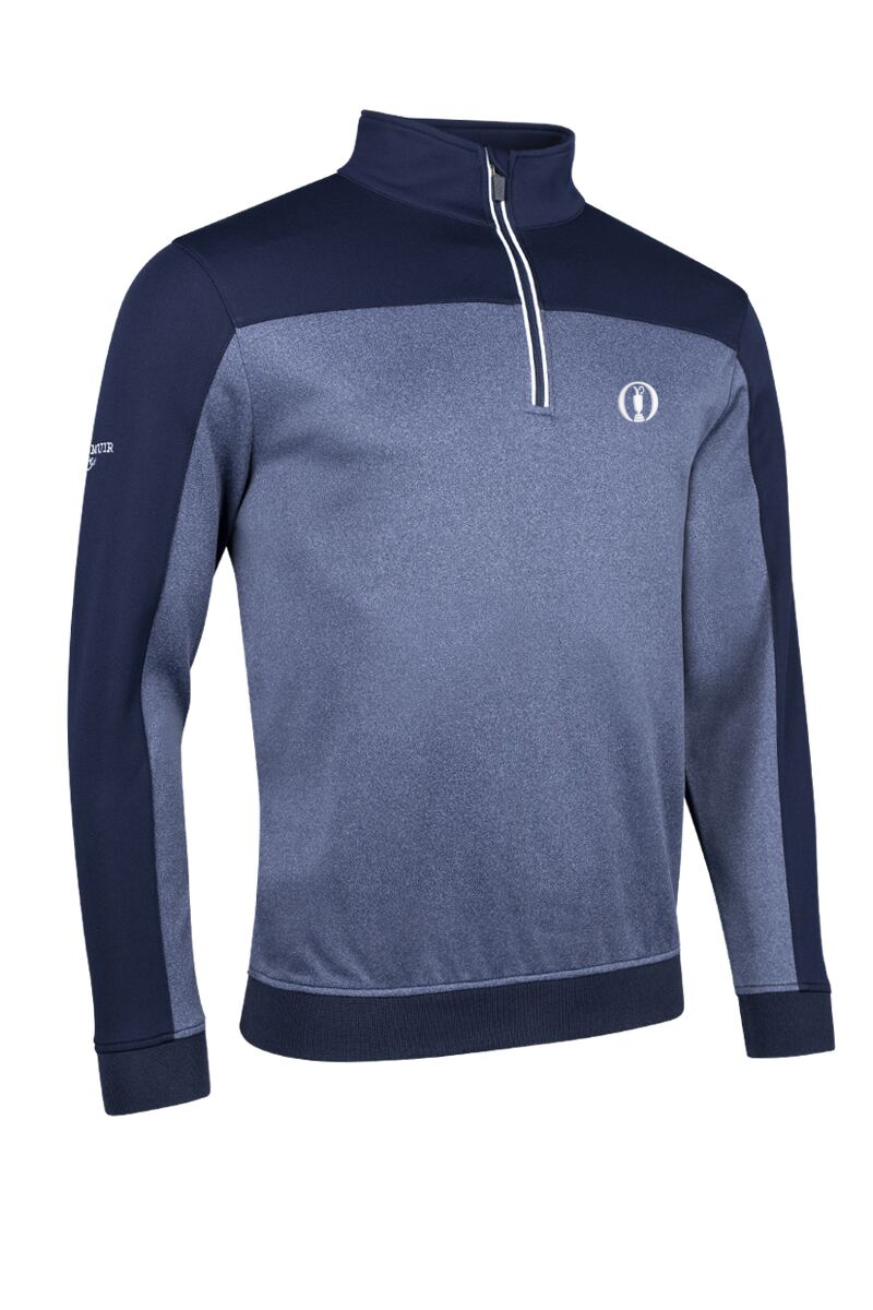 The Open Mens Quarter Zip Colour Block Performance Midweight Golf Midlayer The Open Mens Quarter Zip Colour Block Performance Midweight Golf Midlayer