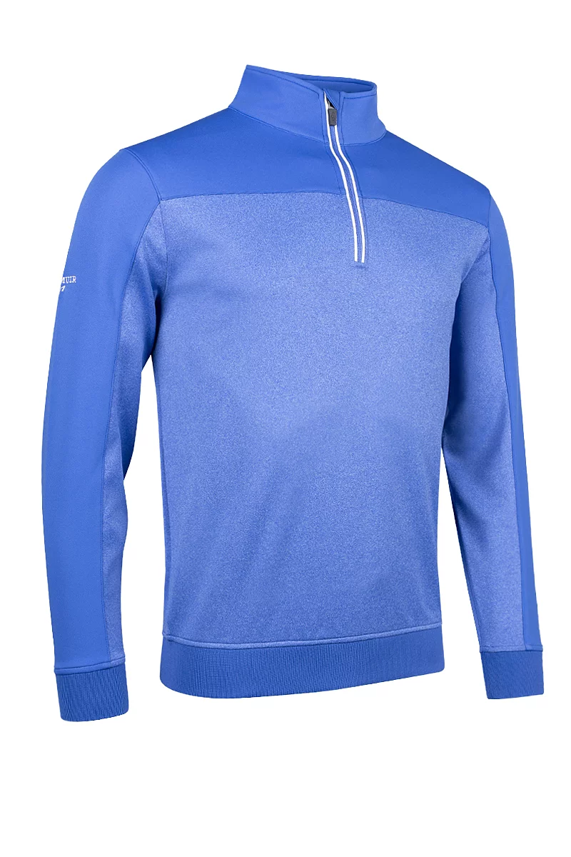Mens Quarter Zip Colour Block Performance Midweight Golf Midlayer Sale Tahiti Marl/Tahiti/White XL