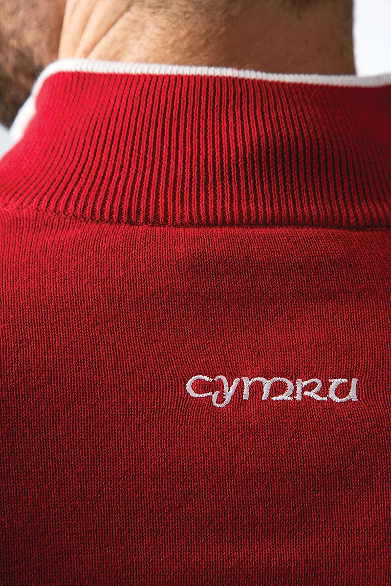 Mens Quarter Zip Welsh Dragon Cotton Lightweight Golf Sweater Mens Quarter Zip Welsh Dragon Cotton Lightweight Golf Sweater