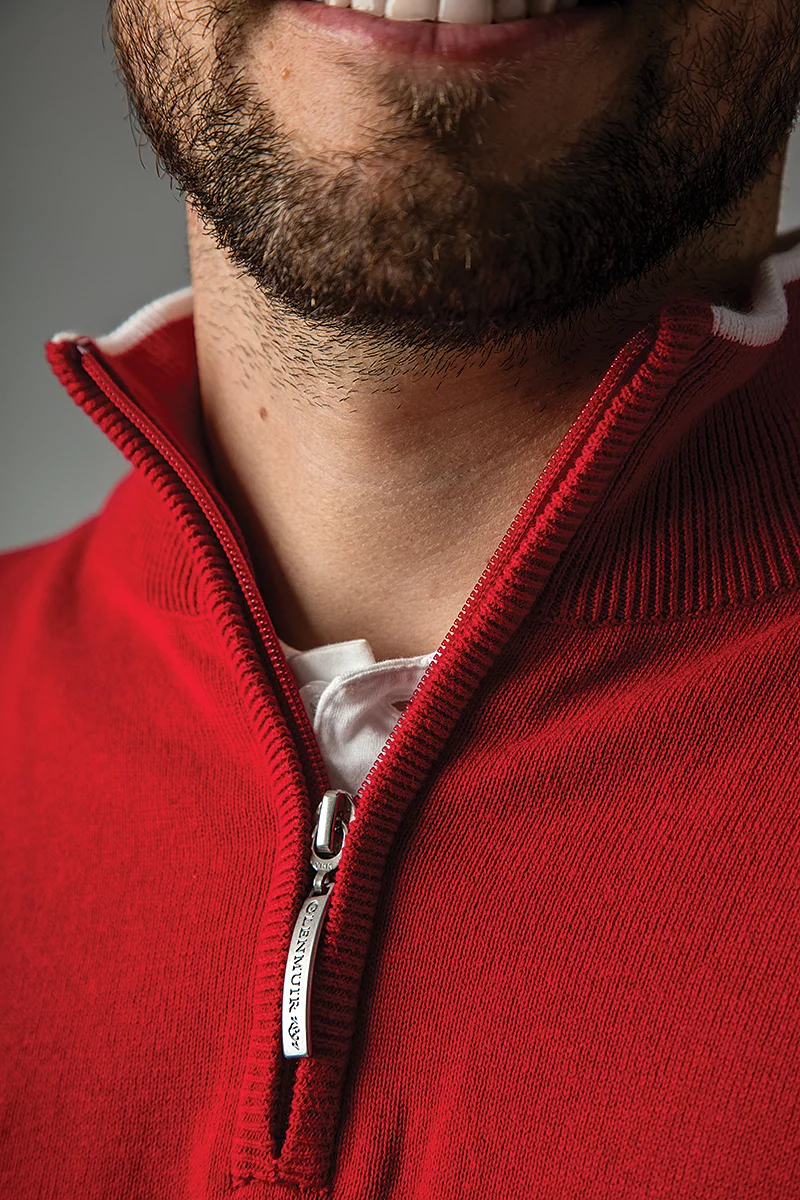 Mens Quarter Zip Welsh Dragon Cotton Lightweight Golf Sweater Mens Quarter Zip Welsh Dragon Cotton Lightweight Golf Sweater