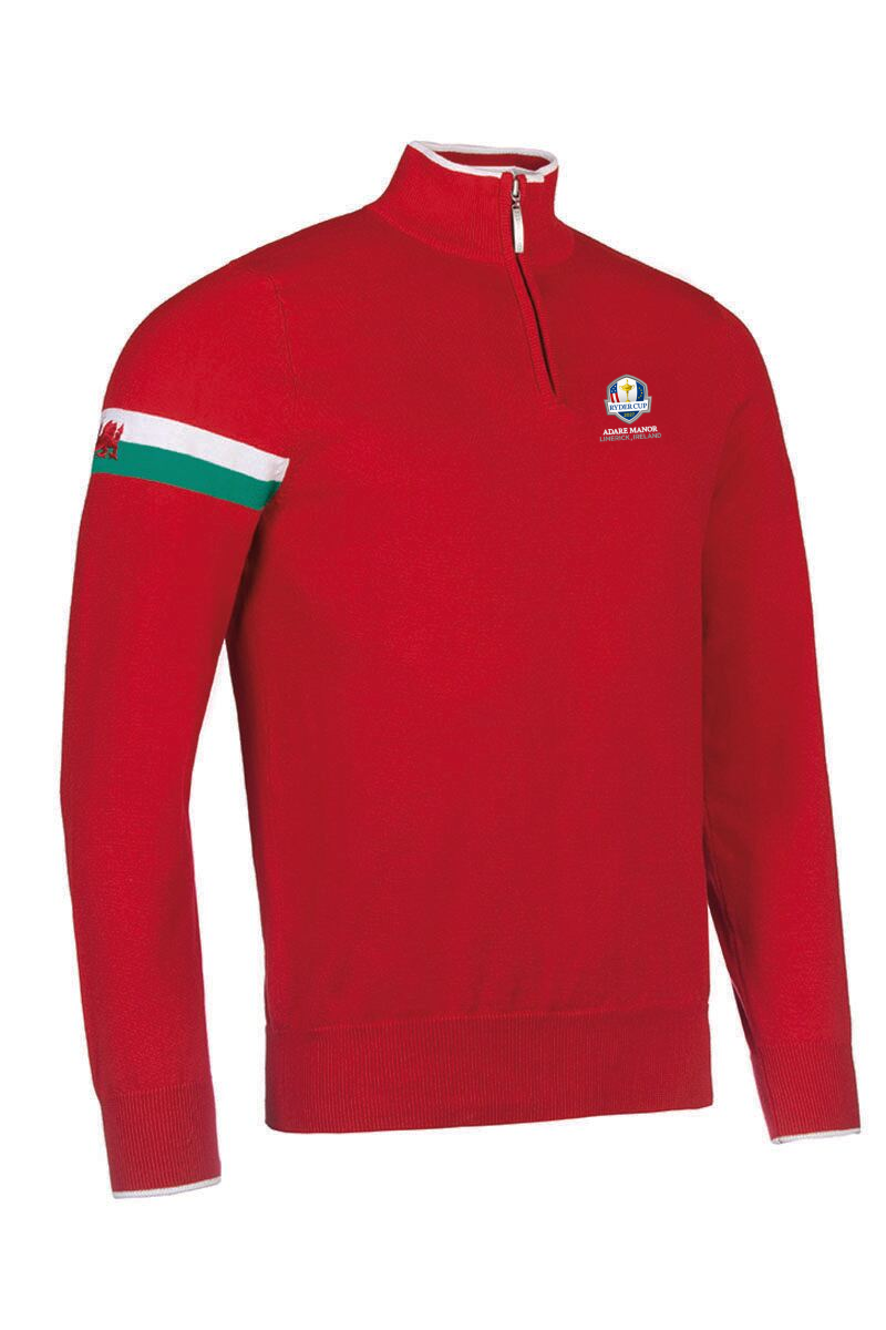Official Ryder Cup 2027 Mens Quarter Zip Welsh Dragon Cotton Lightweight Golf Sweater