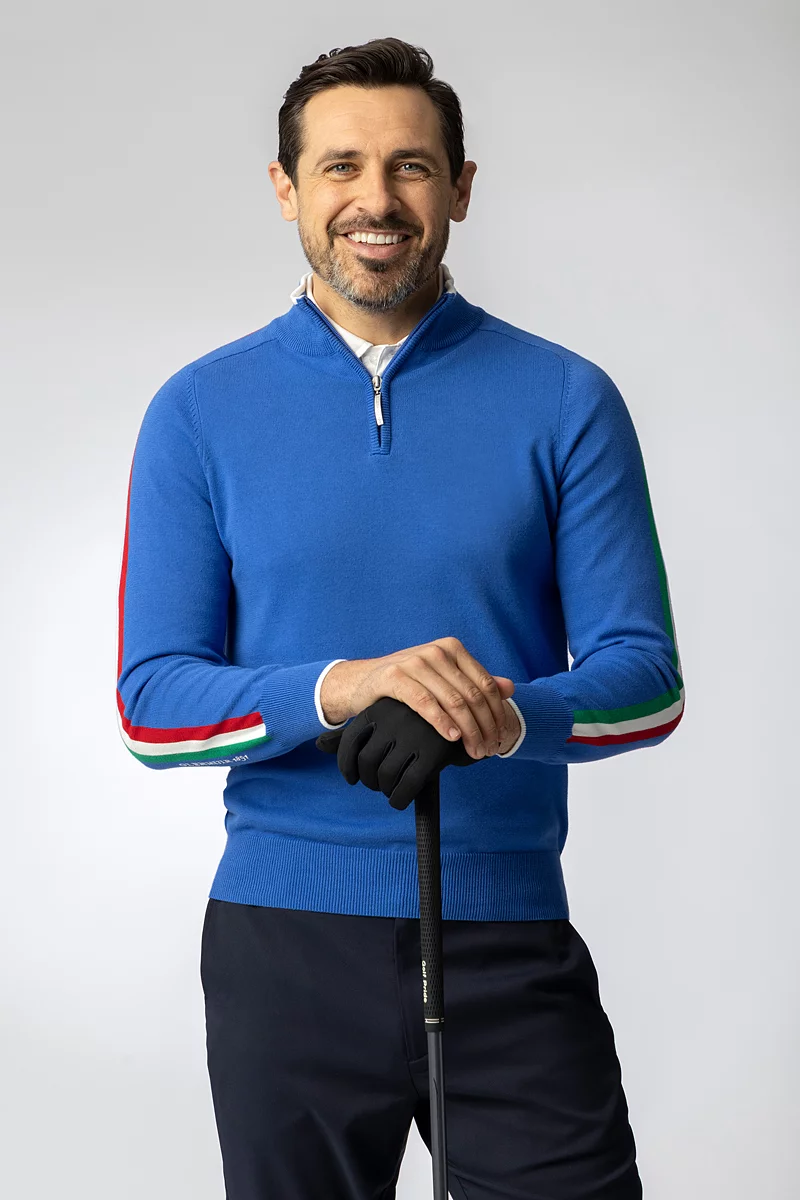 The Open Mens Quarter Zip Irish Italian Flag Stripe Cotton Lightweight Golf Sweater The Open Mens Quarter Zip Irish Italian Flag Stripe Cotton Lightweight Golf Sweater