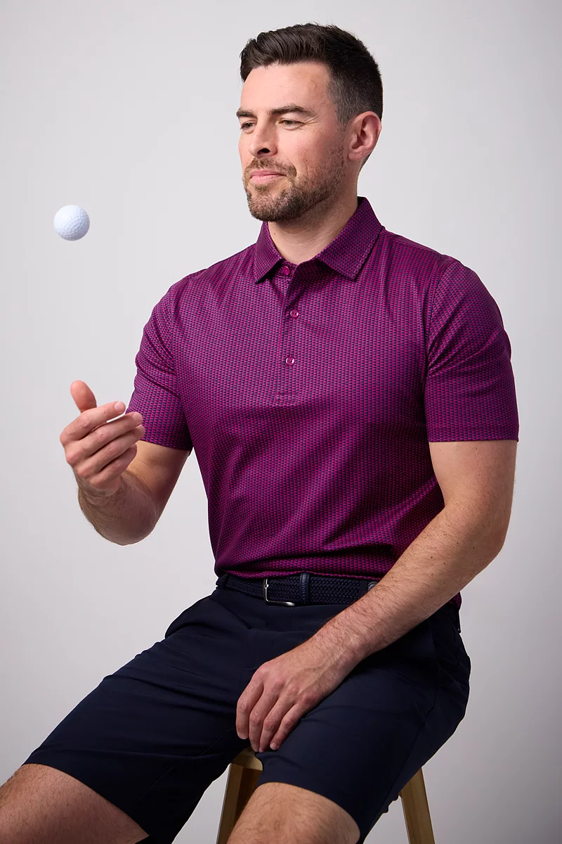 Mens Flag Print Mercerised Cotton Golf Shirt