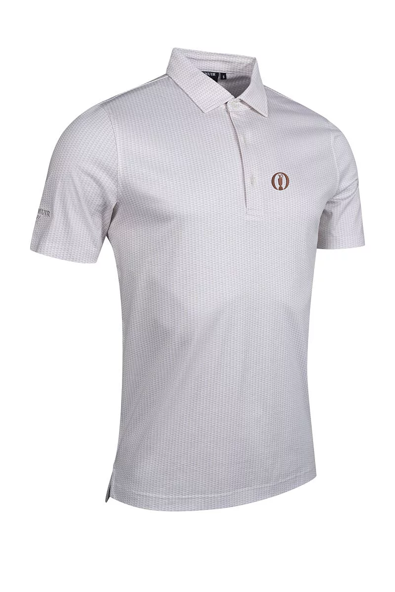 Official Ryder Cup 2027 Mens Flag Print Mercerised Cotton Golf Shirt White/Linen XL