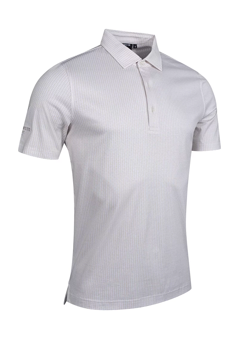 Official Ryder Cup 2027 Mens Flag Print Mercerised Cotton Golf Shirt White/Linen S