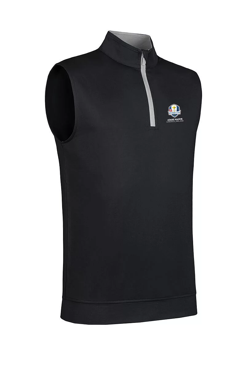 Official Ryder Cup 2027 Mens Quarter Zip Lightweight Performance Golf Slipover Black/Light Grey L