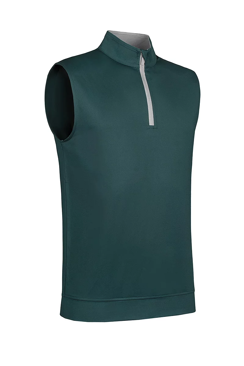 Official Ryder Cup 2027 Mens Quarter Zip Lightweight Performance Golf Slipover Bottle Green/Light Grey L