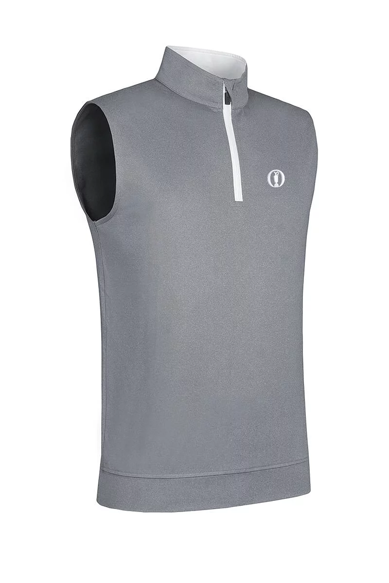 Official Ryder Cup 2027 Mens Quarter Zip Lightweight Performance Golf Slipover Light Grey Marl/White XL