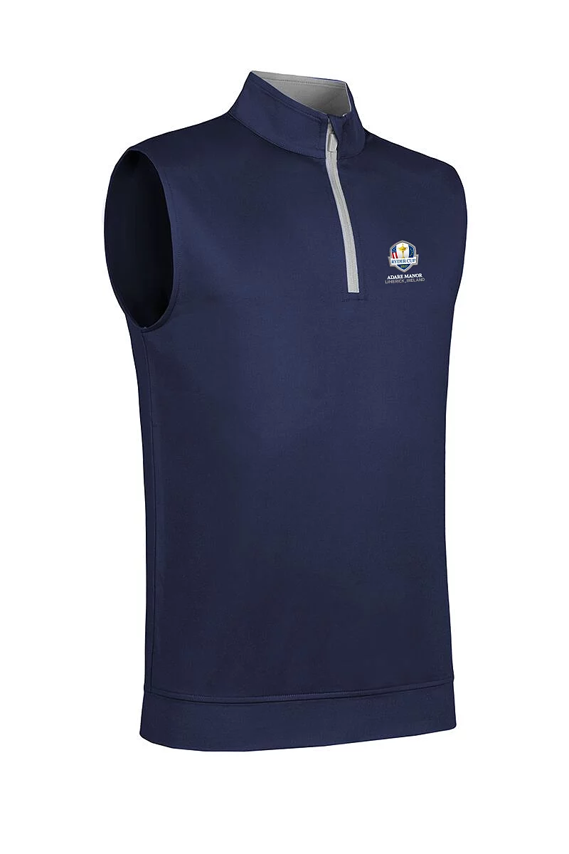 Official Ryder Cup 2027 Mens Quarter Zip Lightweight Performance Golf Slipover Navy/Light Grey XL