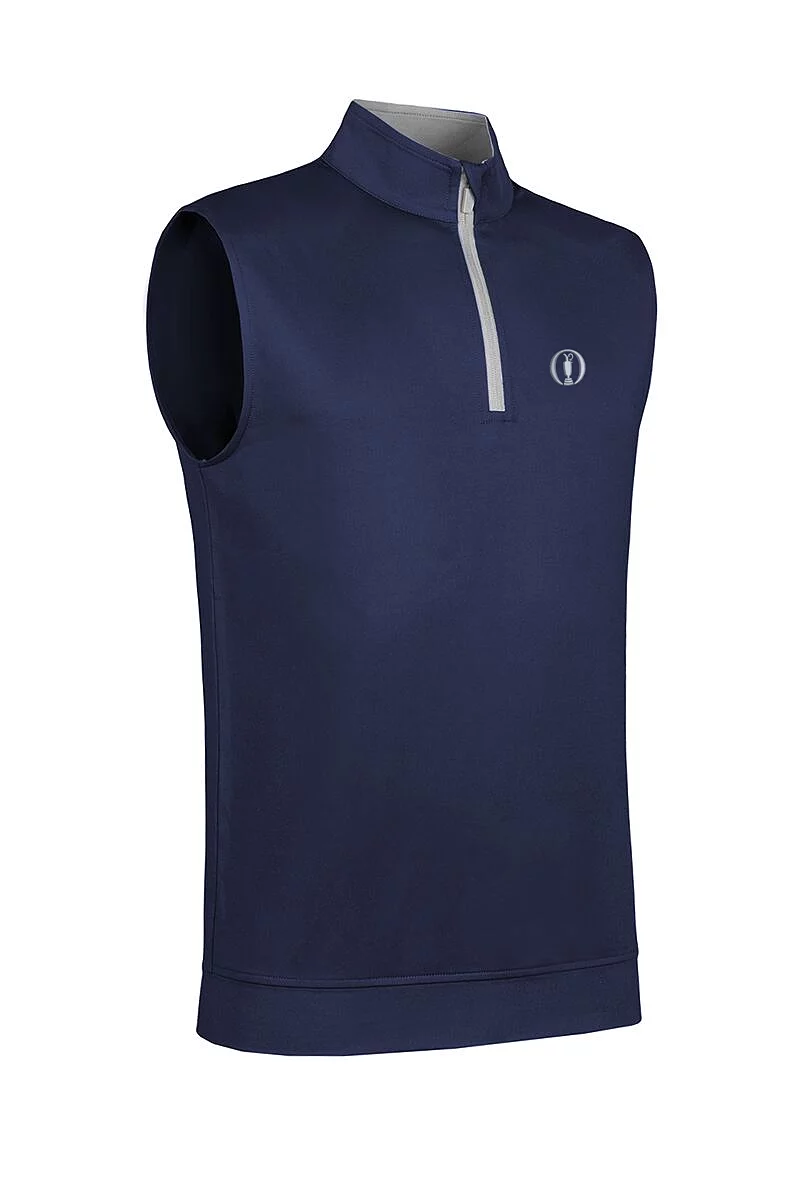 Official Ryder Cup 2027 Mens Quarter Zip Lightweight Performance Golf Slipover Navy/Light Grey L