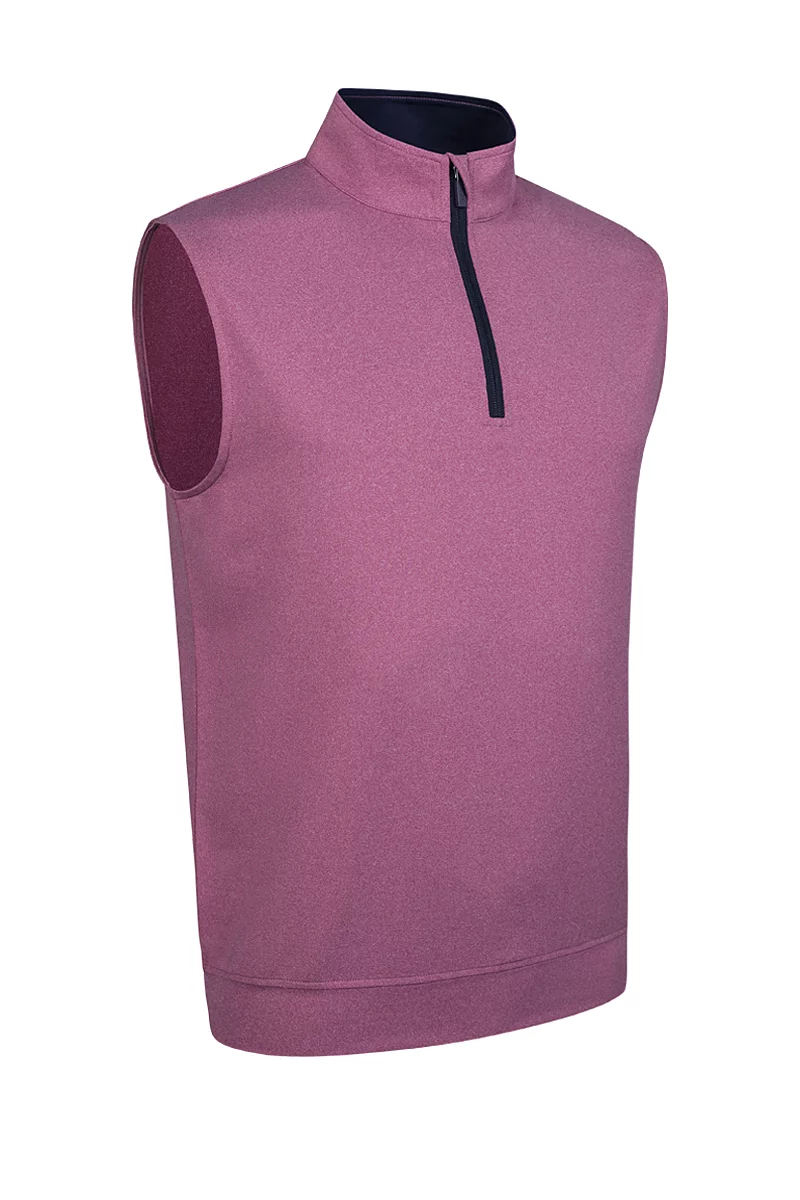 Official Ryder Cup 2027 Mens Quarter Zip Lightweight Performance Golf Slipover Raspberry Marl/Navy XXL