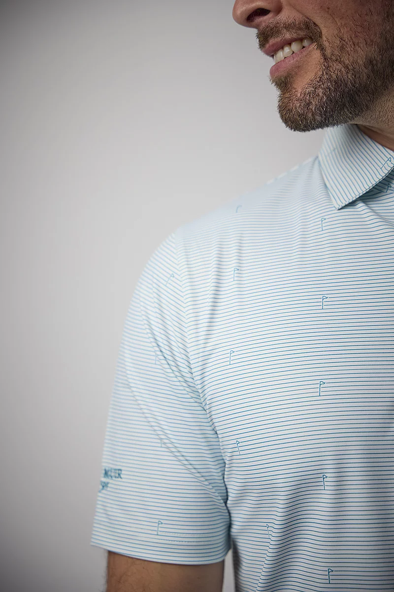 Mens Stripe Flag Print Performance Golf Shirt Mens Stripe Flag Print Performance Golf Shirt