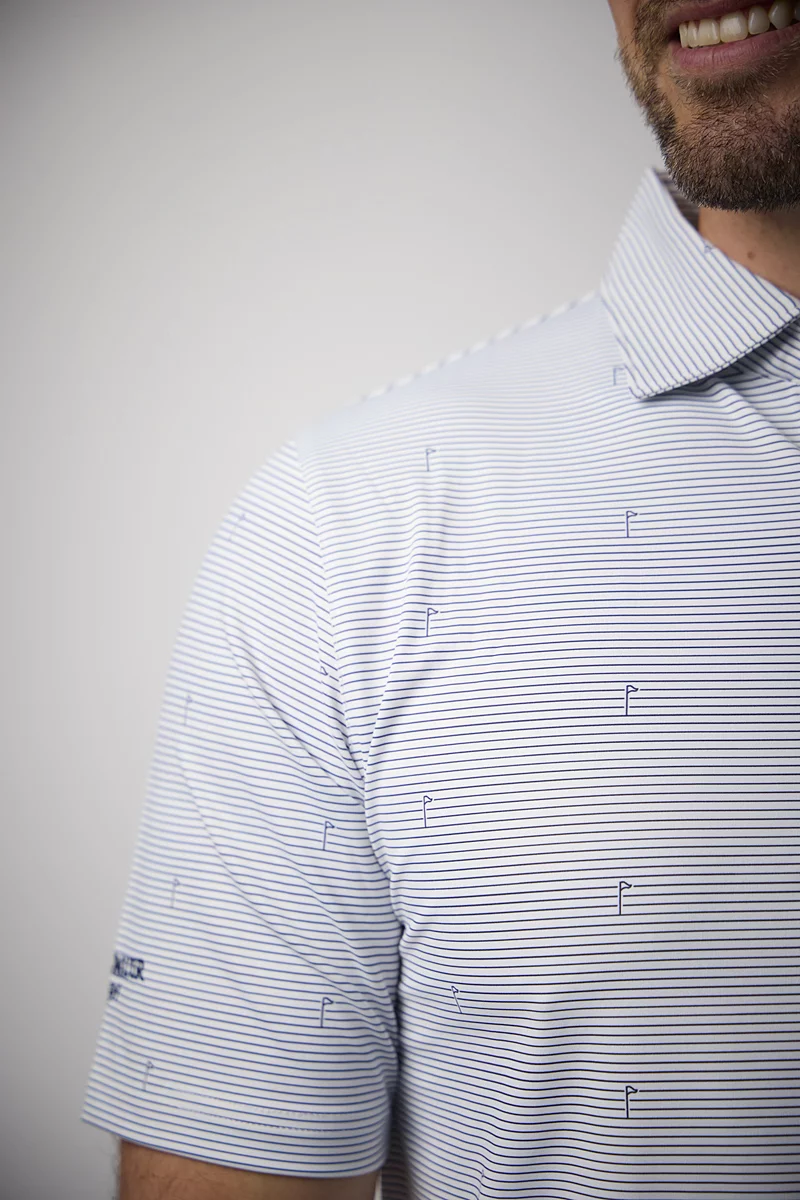 Mens Stripe Flag Print Performance Golf Shirt Mens Stripe Flag Print Performance Golf Shirt
