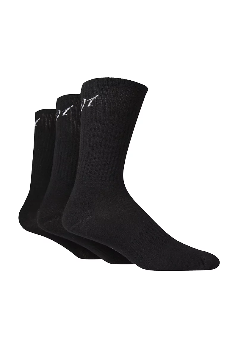 Mens 3 Pair Cotton Plain Crew Socks Black 7-11