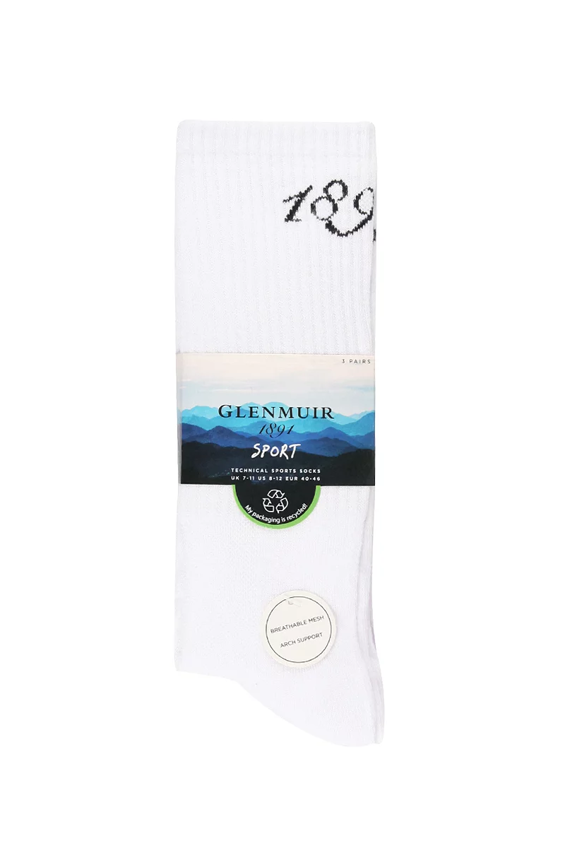 Mens 3 Pair Cotton Plain Crew Socks