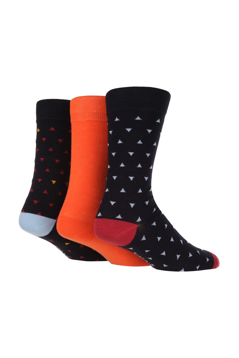 Mens 3 Pair Bamboo Triangle Patterned Socks