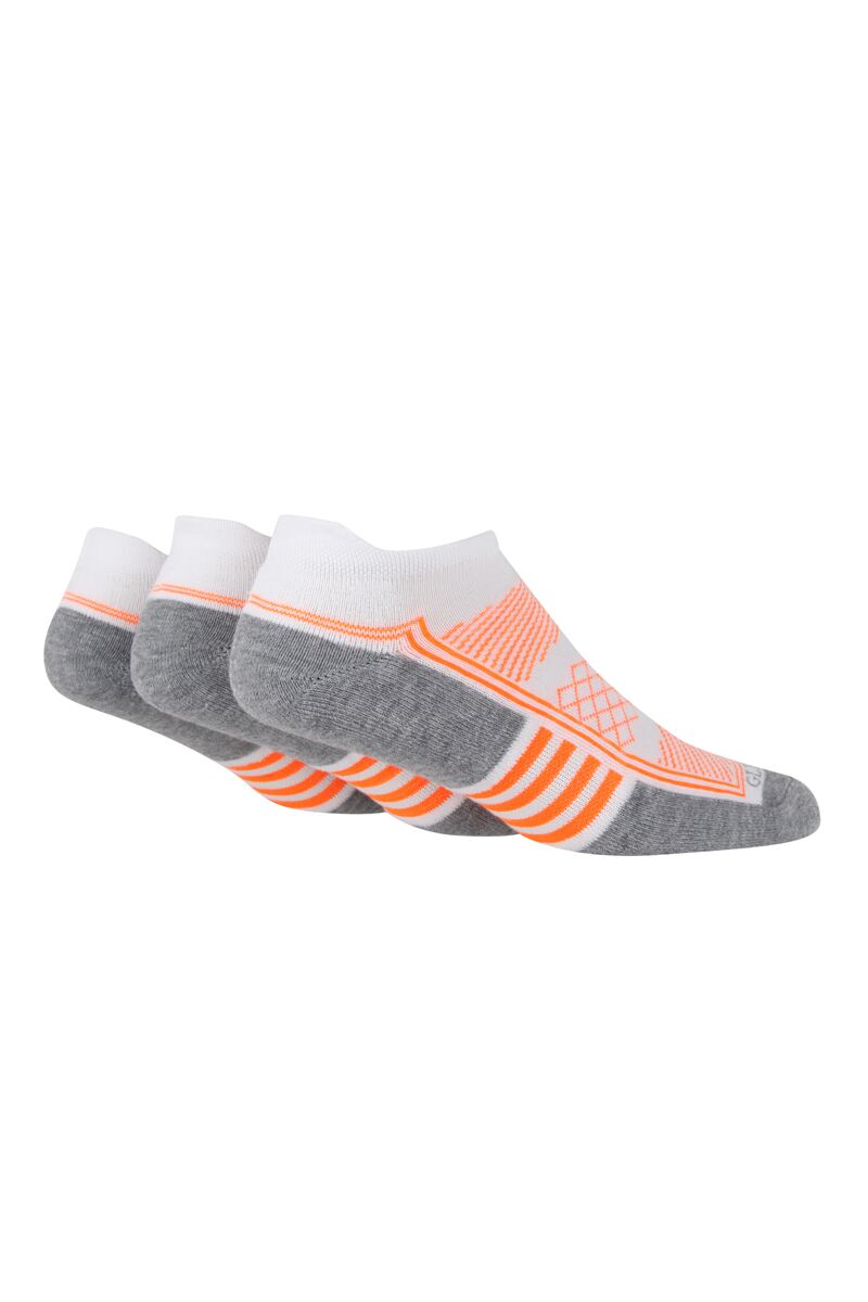Mens 3 Pair Patterned Trainer Socks White with Apricot Detail 7-11