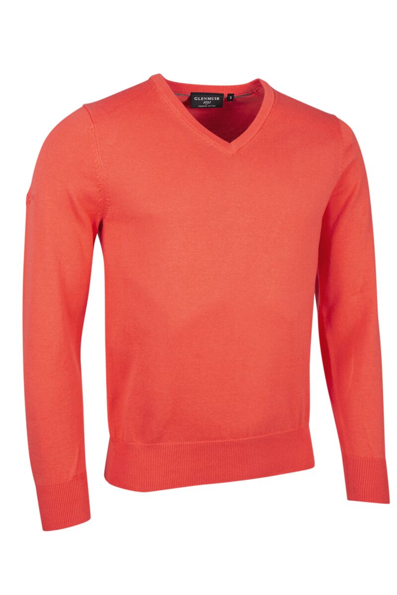 Mens V Neck Cotton Golf Sweater Apricot L