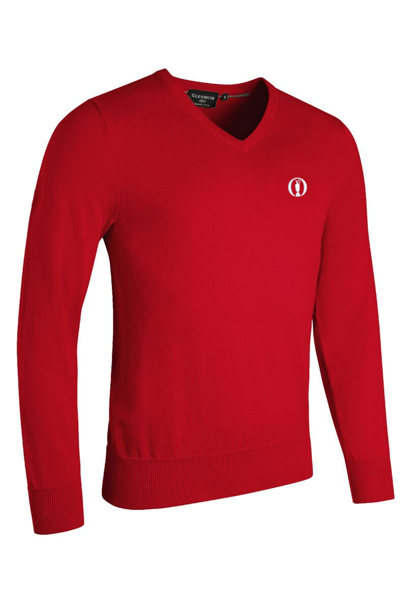 The Open Mens V Neck Cotton Golf Sweater Garnet XL