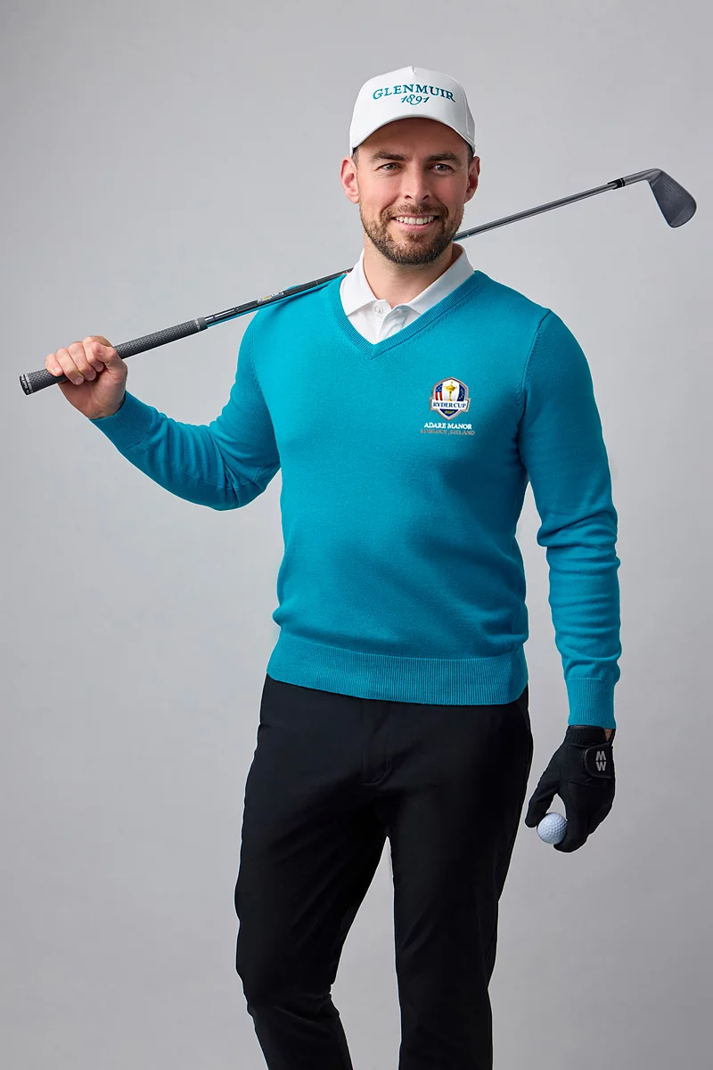 Official Ryder Cup 2027 Mens V Neck Cotton Lightweight Golf Sweater Official Ryder Cup 2027 Mens V Neck Cotton Lightweight Golf Sweater