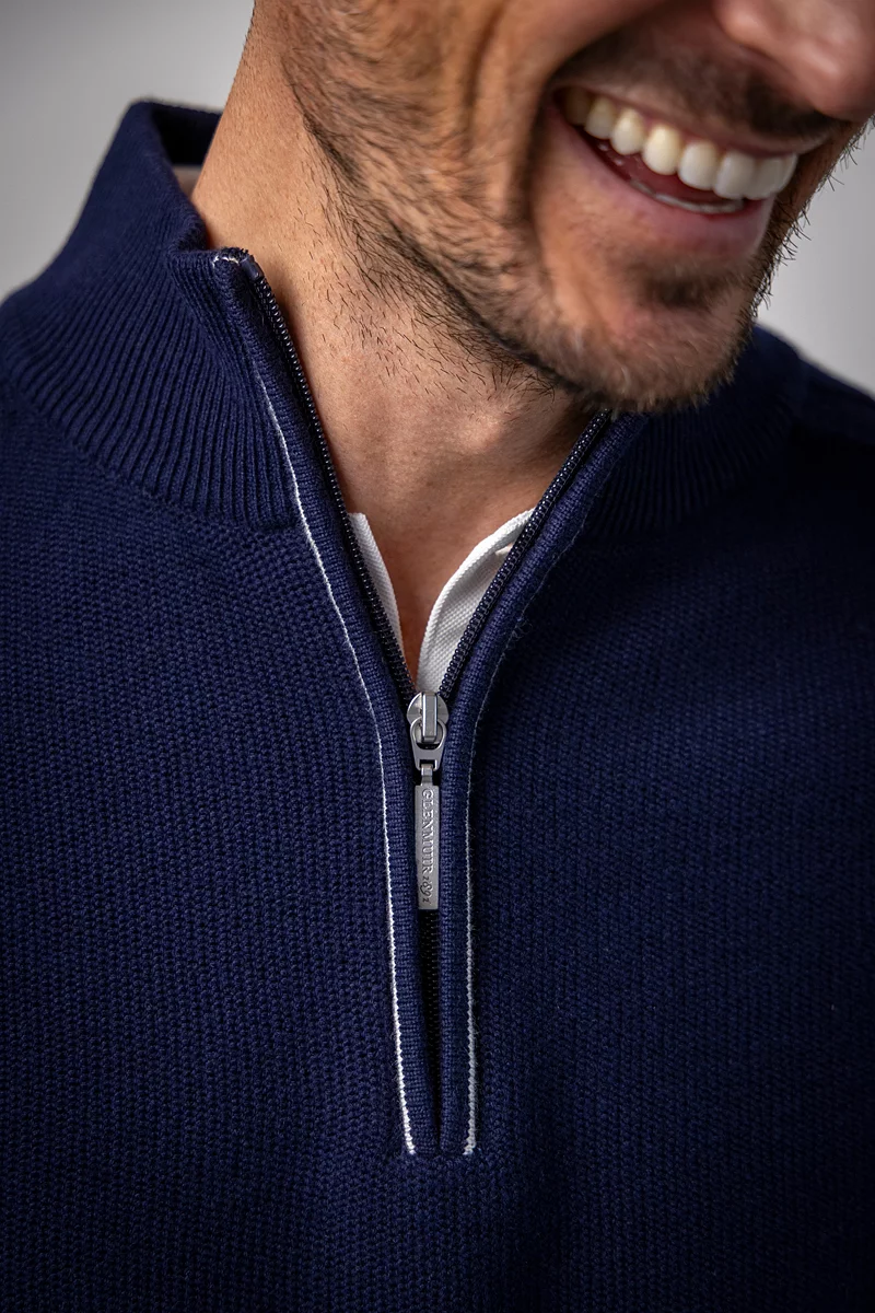 THE OPEN Mens Quarter Zip Textured Raglan Sleeve Touch of Cashmere Golf Sweater THE OPEN Mens Quarter Zip Textured Raglan Sleeve Touch of Cashmere Golf Sweater