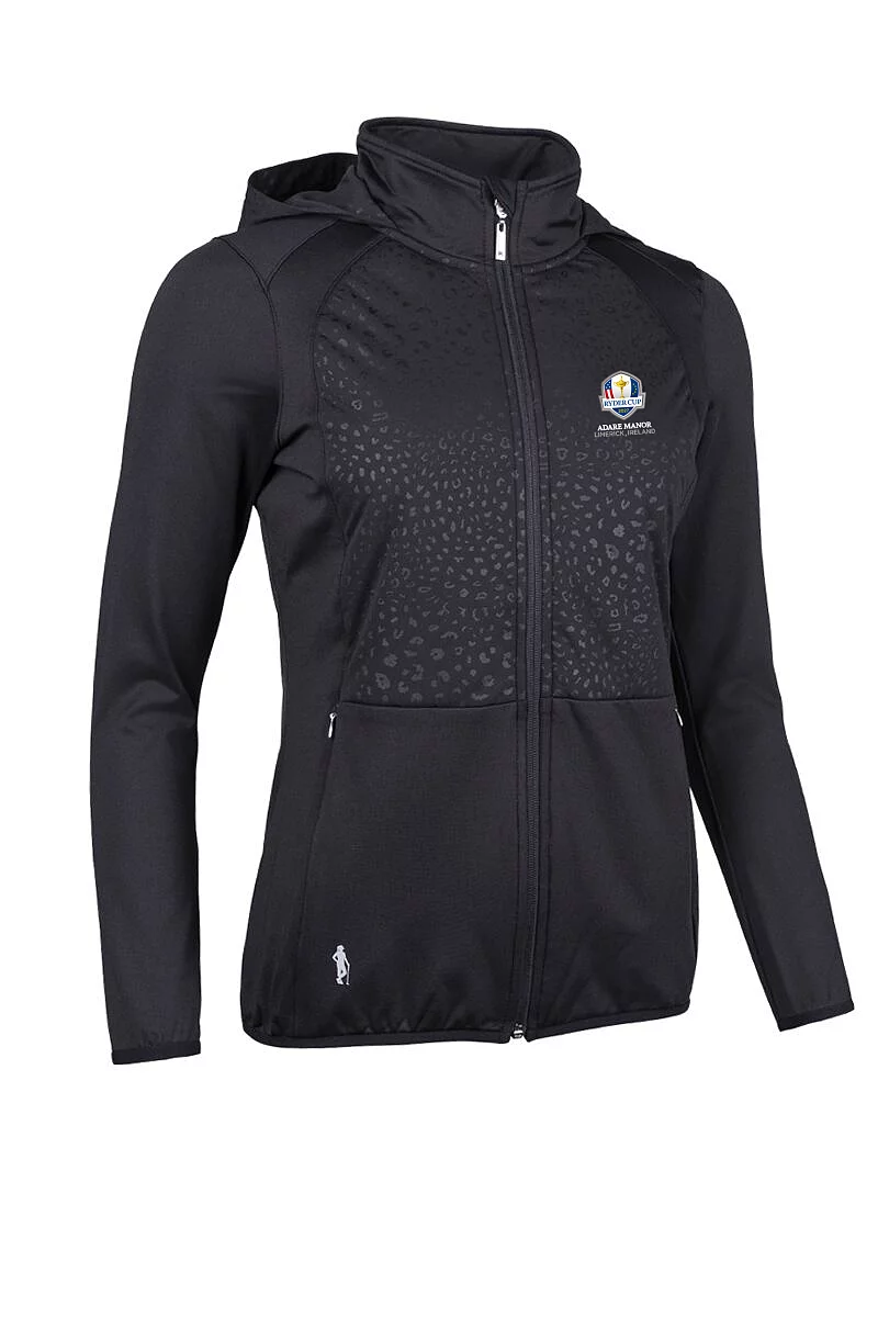 Official Ryder Cup 2027 Ladies Full Zip Animal Print Performance Hooded Jacket Black/Animal Print XL