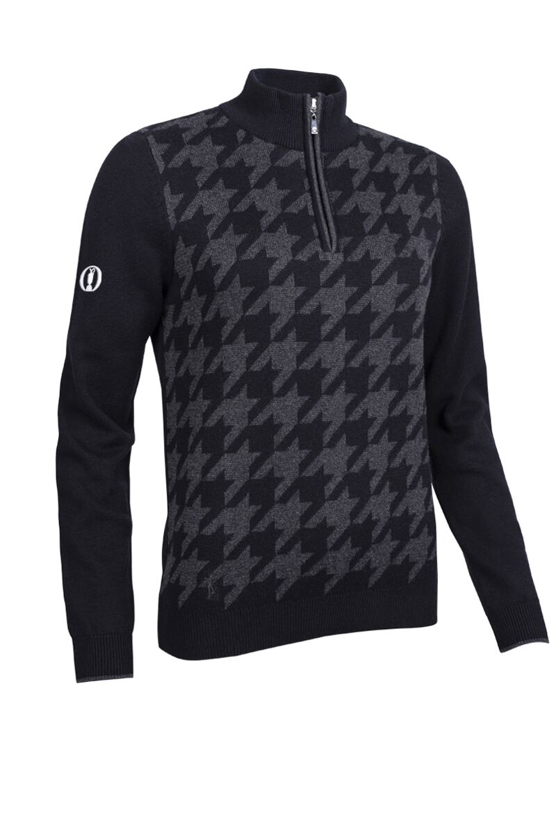 The Open Ladies Quarter Zip Houndstooth Touch of Cashmere Golf Sweater