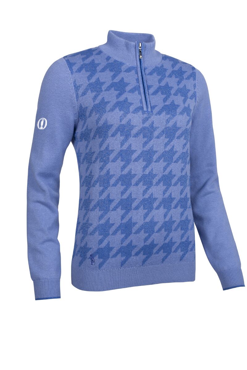 The Open Ladies Quarter Zip Houndstooth Touch of Cashmere Golf Sweater