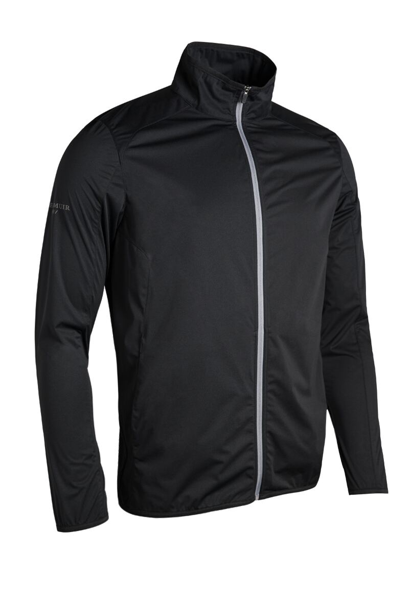 Mens Zip Front Water Repellent Golf Jacket Black/Light Grey S