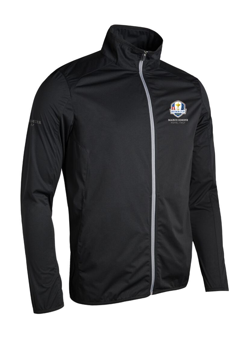Official Ryder Cup 2025 Mens Zip Front Water Repellent Golf Jacket Black/Light Grey S