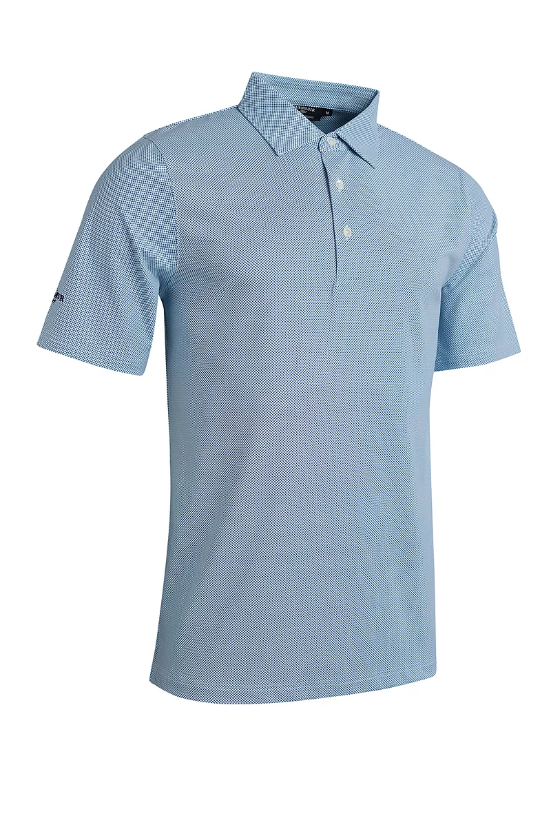 Mens Criss Cross Oval Tailored Collar Golf Shirt White/Navy L