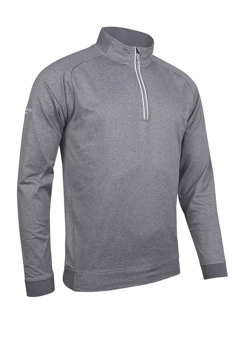 Official Ryder Cup 2027 Mens Quarter Zip Rib Performance Golf Midlayer Light Grey Marl/White S