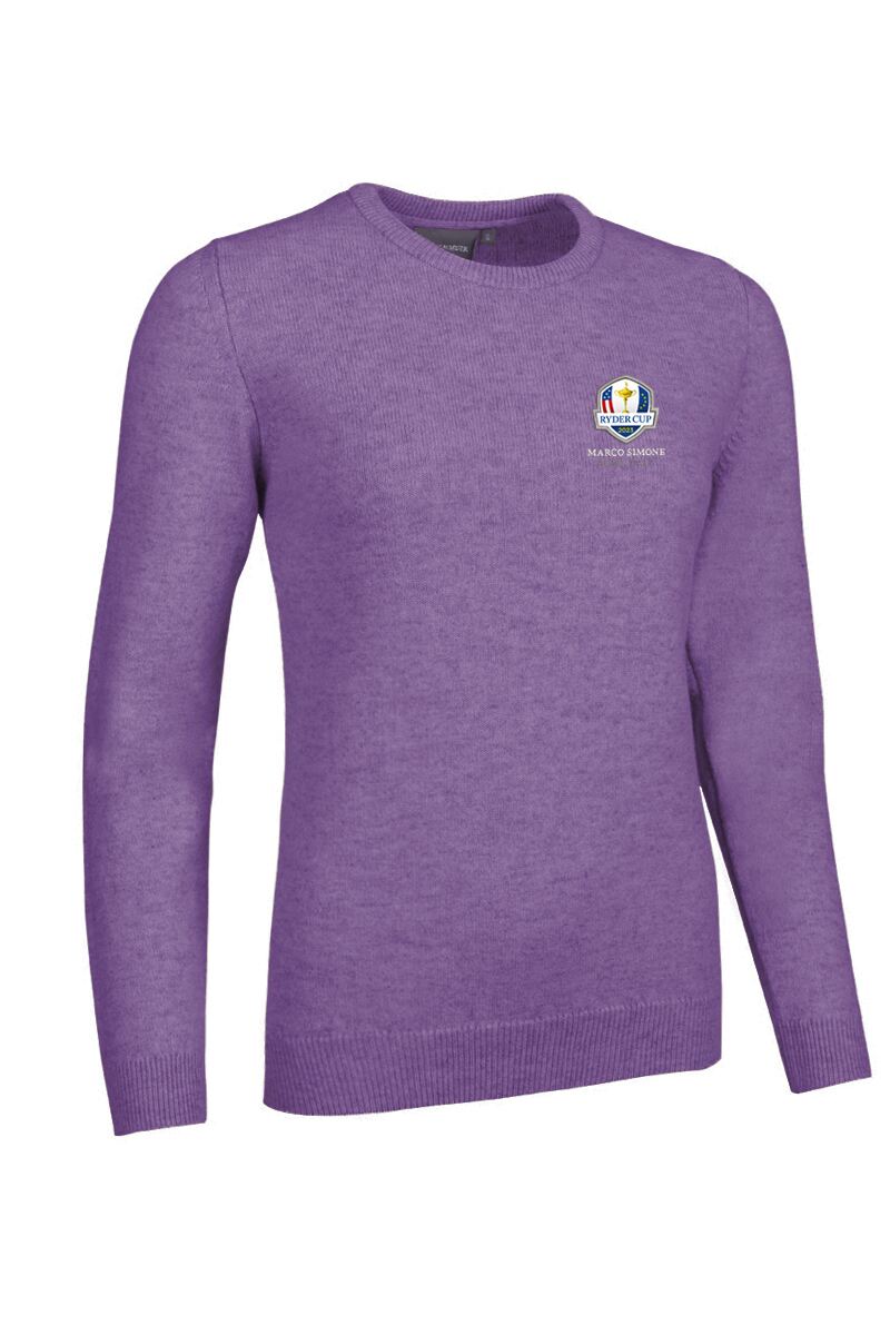 Official Ryder Cup 2025 Ladies Crew Neck Lambswool Golf Sweater Amethyst Marl XL