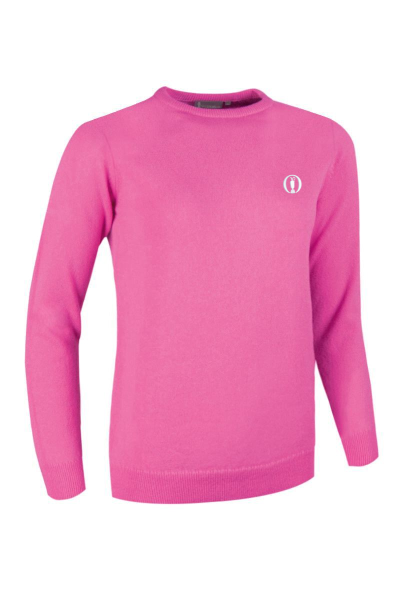 The Open Ladies Crew Neck Lambswool Golf Sweater Hot Pink S