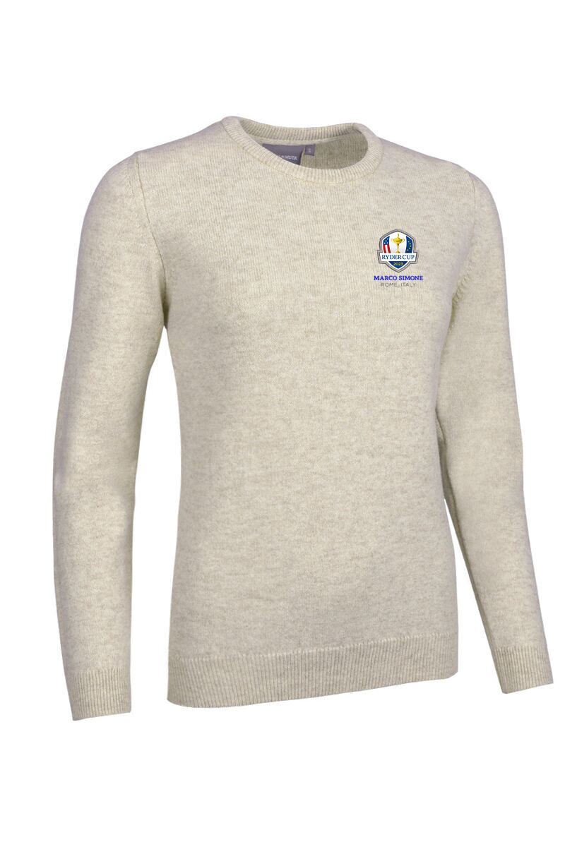 Official Ryder Cup 2025 Ladies Crew Neck Lambswool Golf Sweater Linen Marl S