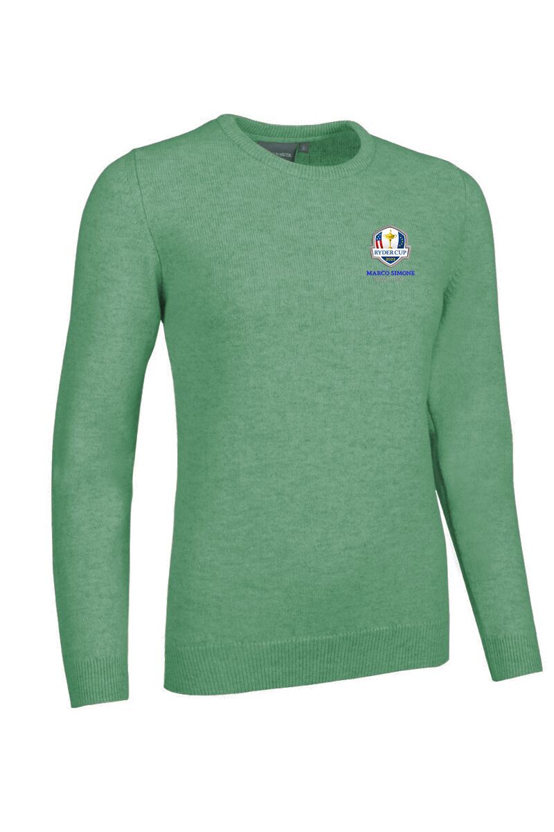 Official Ryder Cup 2025 Ladies Crew Neck Lambswool Golf Sweater Marine Green Marl XL